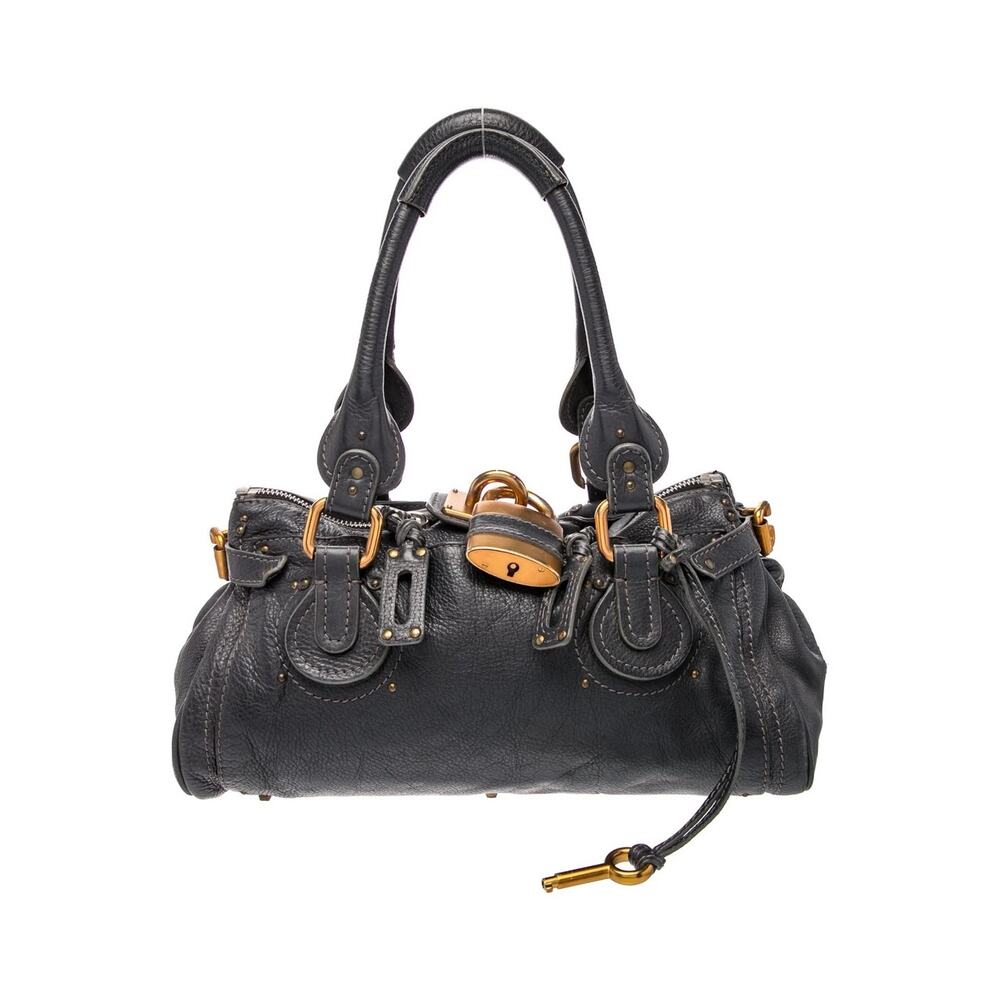 CHLOE Paddington Charcoal Dark Gray Gold Satchel Y2K Bag Shoulder Phoebe Philo - Picture 4 of 12